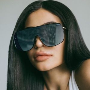 QUAY x Kylie Unbothered Sunglasses in Black/Mint